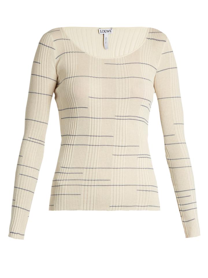 Loewe Broken-stripe Ribbed-cotton Top
