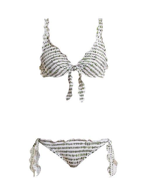 Matchesfashion.com On The Island - Los Roques Fiocco Geometric Print Bikini - Womens - Green Print