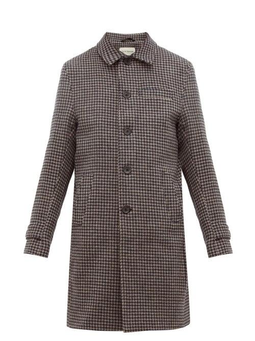 Matchesfashion.com Oliver Spencer - Canton Houndstooth Wool Overcoat - Mens - Light Brown