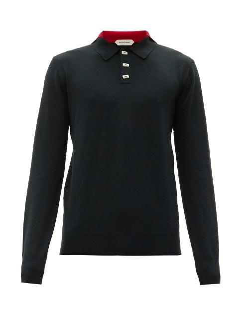 Matchesfashion.com Namacheko - Appliqu-patch Wool-blend Polo Sweater - Mens - Black