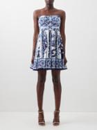 Dolce & Gabbana - Majolica-print Cotton-poplin Mini Dress - Womens - Blue White