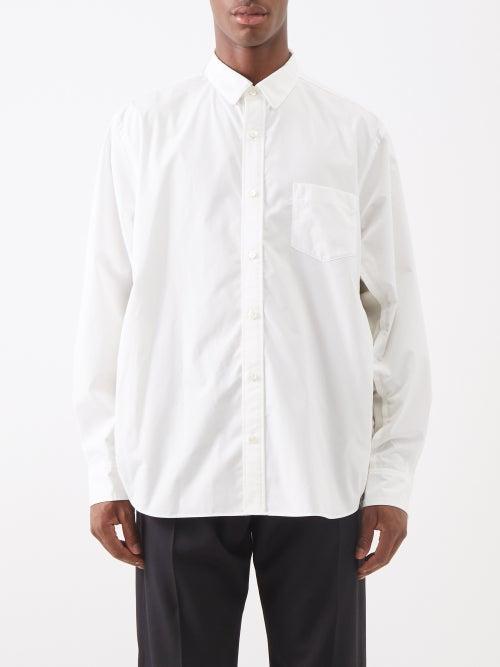 Sacai - Drawstring-hem Cotton-blend Shirt - Mens - Off White