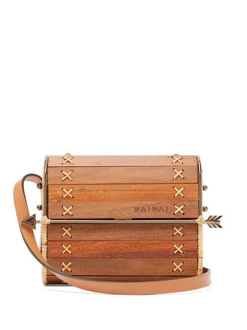 Matchesfashion.com Wai Wai - Seringueira Wood And Rattan Cross Body Bag - Womens - Brown