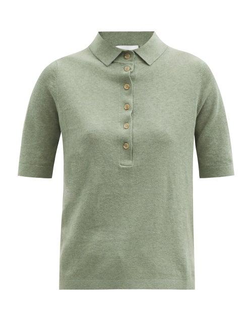 Matchesfashion.com Allude - Fine-knit Polo Shirt - Womens - Green