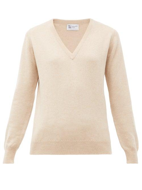 Matchesfashion.com Johnston's Of Elgin - V-neck Cashmere Sweater - Womens - Beige