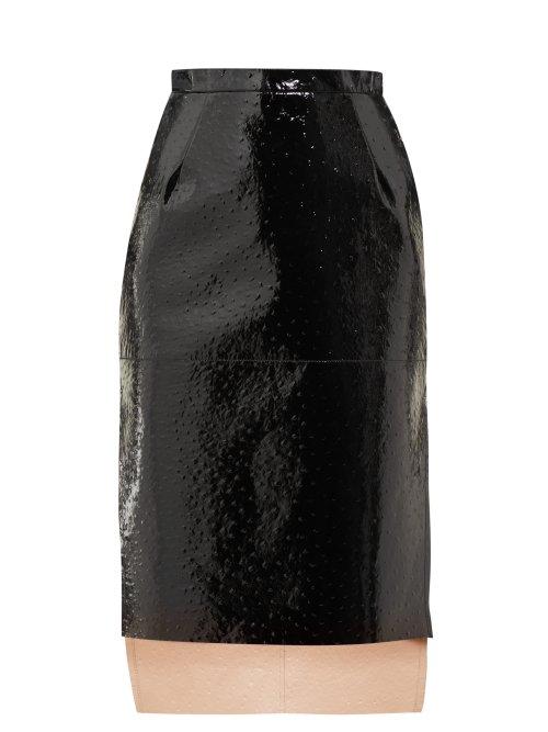 Matchesfashion.com No. 21 - Side Slit Laminated Embossed Dot Leather Skirt - Womens - Black