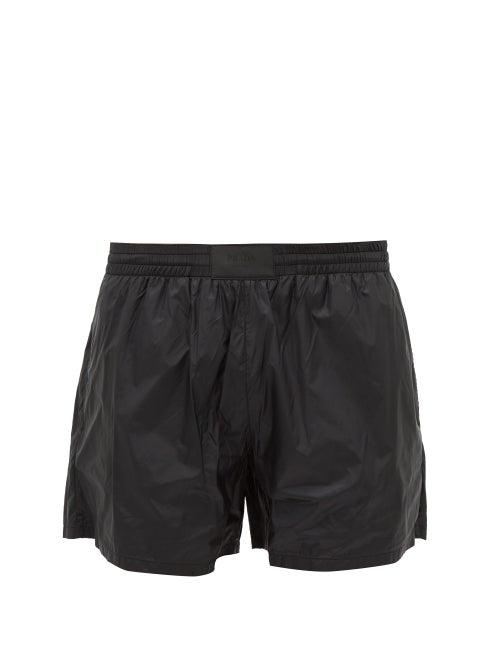 Matchesfashion.com Prada - Appliqu Logo Patch Ripstop Swim Shorts - Mens - Black