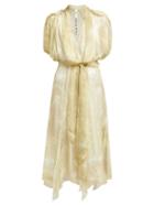 Matchesfashion.com Petar Petrov - Dove Snake Print Silk Dress - Womens - Light Green