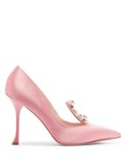 Matchesfashion.com Roger Vivier - Rv Broche Crystal-embellished Satin Pumps - Womens - Pink