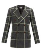 Matchesfashion.com Wales Bonner - Soul Double-breasted Checked Wool Blazer - Mens - Grey
