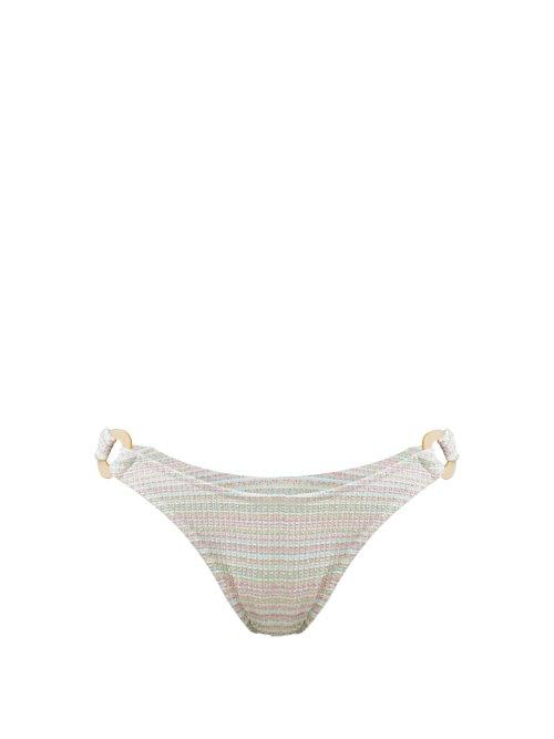 Matchesfashion.com Reina Olga - Rings Seersucker Effect Bikini Briefs - Womens - White Multi