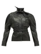 Matchesfashion.com Symonds Pearmain - Neck Tie Detachable Sleeve Leather Jacket - Womens - Black