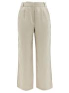 Asceno - Rivello Pleated Organic-linen Trousers - Womens - Light Beige