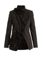 Matchesfashion.com Lanvin - Ruffle Trimmed Stretch Cady Blazer - Womens - Black