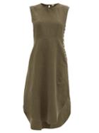 Matchesfashion.com Belize - Lila Buttoned-side Linen Midi Dress - Womens - Khaki