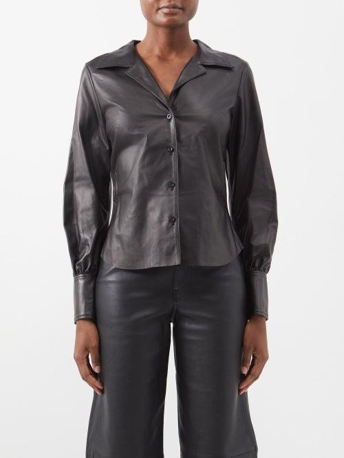 Frame - Leather Shirt - Womens - Black