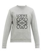 Matchesfashion.com Loewe - Anagram Logo Embroidered Cotton Sweatshirt - Mens - Grey