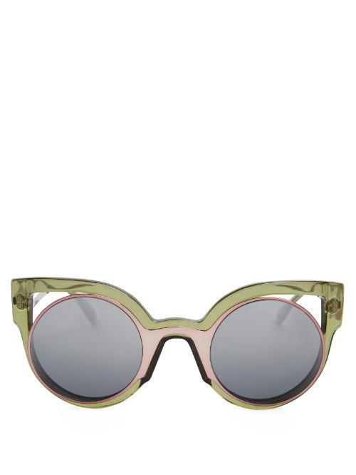 Fendi Bi-colour Round-frame Sunglasses