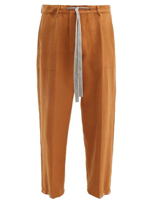 Matchesfashion.com Umit Benan - Drawstring Linen Blend Straight Leg Trousers - Mens - Camel