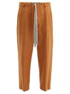 Matchesfashion.com Umit Benan - Drawstring Linen Blend Straight Leg Trousers - Mens - Camel