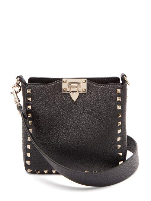 Matchesfashion.com Valentino - Rockstud Leather Mini Hobo Bag - Womens - Black