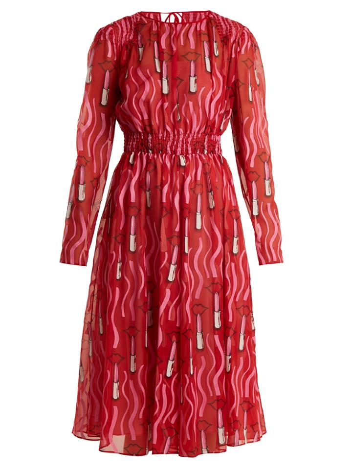 Valentino X Zandra Rhodes Silk-georgette Dress