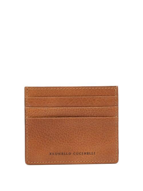 Matchesfashion.com Brunello Cucinelli - Logo-debossed Leather Cardholder - Mens - Brown