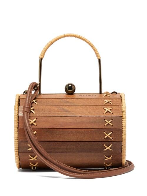 Matchesfashion.com Wai Wai - Alix Wood And Rattan Cross Body Bag - Womens - Brown