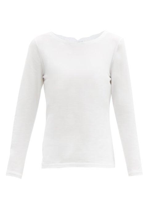 Ladies Lingerie La Perla - Lace-trimmed Cotton-blend Jersey Pyjama Top - Womens - White