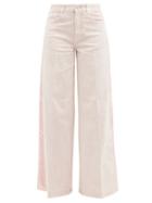 Stella Mccartney - Logo-side Stripe Marbled Wide-leg Jeans - Womens - Light Pink