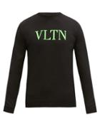 Matchesfashion.com Valentino - Logo-jacquard Cotton-blend Sweater - Mens - Black Green