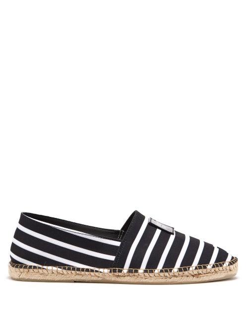 Mens Shoes More Joy By Christopher Kane - More Joy-patch Stripes Espadrilles - Mens - Black White