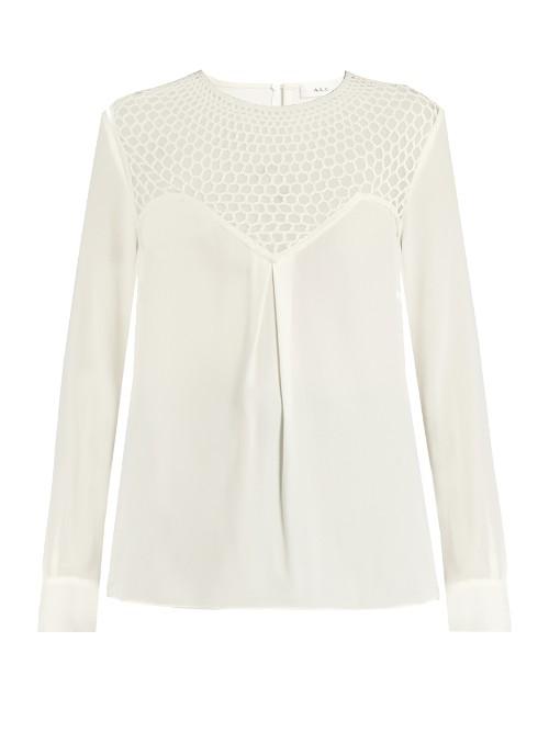 A.l.c. Crochet-panel Long-sleeved Crepe Top