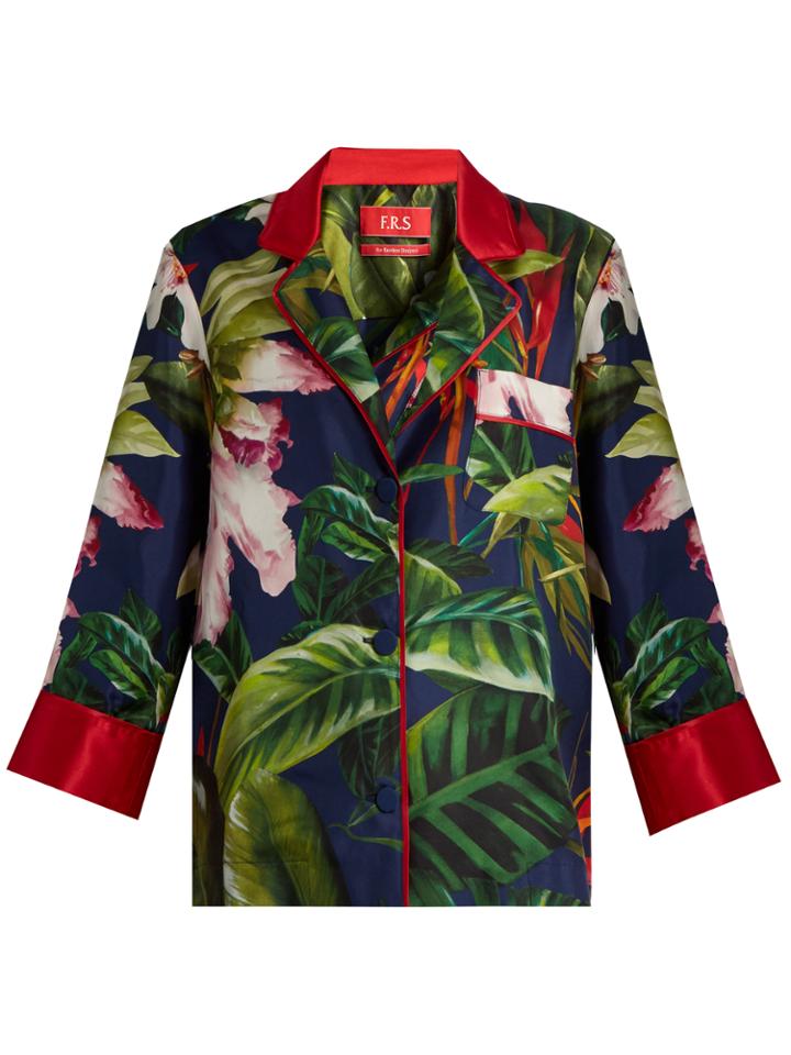 F.r.s - For Restless Sleepers Era Tropical Floral-print Silk Pyjama Top