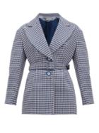 Matchesfashion.com Vika Gazinskaya - Single Breasted Houndstooth Wool Blazer - Womens - Blue Multi
