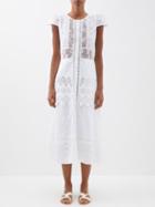 Loveshackfancy - Tussan Crochet-lace Cotton Midi Dress - Womens - White