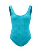 Bottega Veneta - Intrecciato-jacquard Swimsuit - Womens - Blue