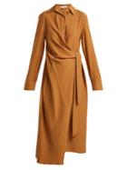 Matchesfashion.com Tibi - Twill Wrap Dress - Womens - Tan