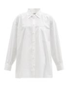 Matchesfashion.com Valentino - Gathered Oversized Cotton-poplin Shirt - Womens - White
