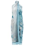 Matchesfashion.com F.r.s - For Restless Sleepers - Jungle-print Cotton-muslin Sarong - Womens - Blue Print