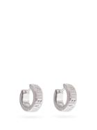 Matchesfashion.com Balenciaga - Force Logo-engraved Sterling-silver Hoop Earrings - Womens - Silver