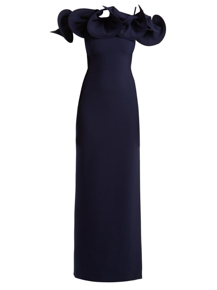 Osman Eloise Structured Ruffle-trimmed Crepe Gown