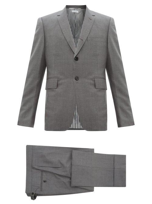 Matchesfashion.com Thom Browne - Single Breasted Wool Twill Suit And Tie - Mens - Grey