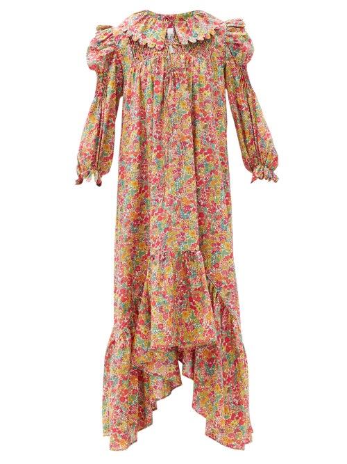 Matchesfashion.com Horror Vacui - Defensia Floral-print Cotton-poplin Maxi Dress - Womens - Red Multi