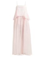 Matchesfashion.com Thierry Colson - Chanderi Pleated Cotton And Silk Blend Dress - Womens - Pink