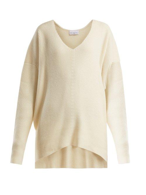 Matchesfashion.com Raey - V Neck Ribbed Cashmere Sweater - Womens - Ivory