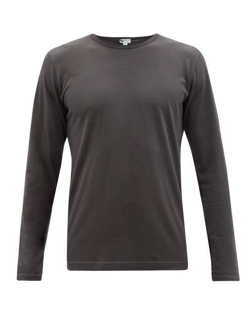 Sunspel - Cotton-blend Jersey Long-sleeved Pyjama Top - Mens - Dark Grey