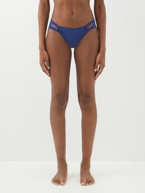 Sara Cristina - Narcissus Gathered Lam-jersey Bikini Briefs - Womens - Navy