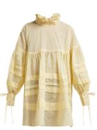 Matchesfashion.com Cecilie Bahnsen - Alberte Cotton Blend Dress - Womens - Yellow White