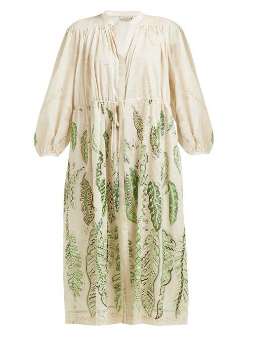 Matchesfashion.com Three Graces London - X Zandra Rhodes Julienne Cotton Dress - Womens - Green Multi